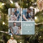 Adorno De Cerámica Funs 3 Collage de fotos Definición Navidades<br><div class="desc">Ornamento de Navidad de Funcle Cute. ¡Perfectos regalos para un TÍO DIVERTIDO! Simplemente sube 3 de tus imágenes favoritas,  personalizar la definición y personaliza agregando nombres.</div>