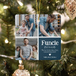 Adorno De Cerámica Funs 3 Collage de fotos Definición Navidades<br><div class="desc">Ornamento de Navidad de Funcle Cute. ¡Perfectos regalos para un TÍO DIVERTIDO! Simplemente sube 3 de tus imágenes favoritas,  personalizar la definición y personaliza agregando nombres.</div>