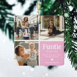 Adorno De Cerámica Funtie 3 Collage de fotos Definition Cute Navidade<br><div class="desc">Un adorno navideño divertido. Perfecto regalo para una AUNTIE DIVERTIDA! Simplemente sube 3 de tus imágenes favoritas,  personalizar la definición y personaliza agregando nombres.</div>