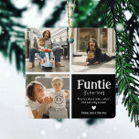 Adorno De Cerámica Funtie 3 Collage de fotos Definition Cute Navidade<br><div class="desc">Un adorno navideño divertido. Perfecto regalo para una AUNTIE DIVERTIDA! Simplemente sube 3 de tus imágenes favoritas,  personalizar la definición y personaliza agregando nombres.</div>