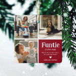 Adorno De Cerámica Funtie 3 Collage de fotos Definition Cute Navidade<br><div class="desc">Un adorno navideño divertido. Perfecto regalo para una AUNTIE DIVERTIDA! Simplemente sube 3 de tus imágenes favoritas,  personalizar la definición y personaliza agregando nombres.</div>