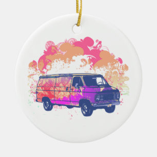 Adorno De Cerámica furgoneta hippie retro grunge