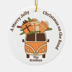 Adorno De Cerámica Furgoneta Retro Groovy de Navidad