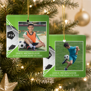 Adorno De Cerámica Fútbol 2 Fotos Nombre Número Equipo Personalizado