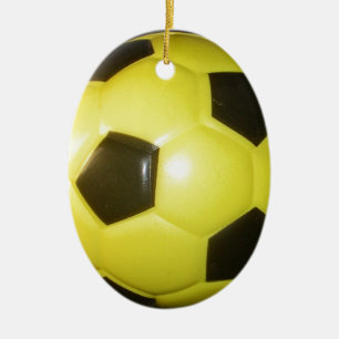 Adorno De Cerámica Fútbol amarillo y negro.