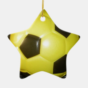 Adorno De Cerámica Fútbol amarillo y negro.