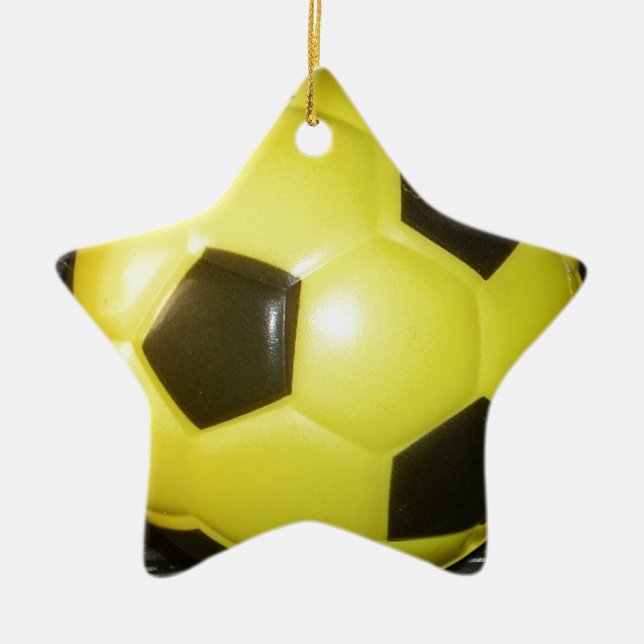 Adorno De Cerámica Fútbol amarillo y negro. (Frente)