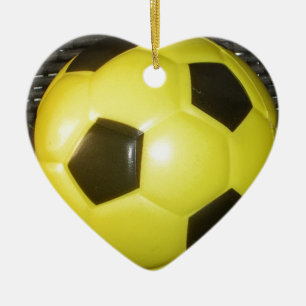 Adorno De Cerámica Fútbol amarillo y negro.