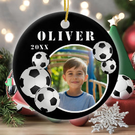 Adorno De Cerámica Fútbol baloncesto foto deportes negros