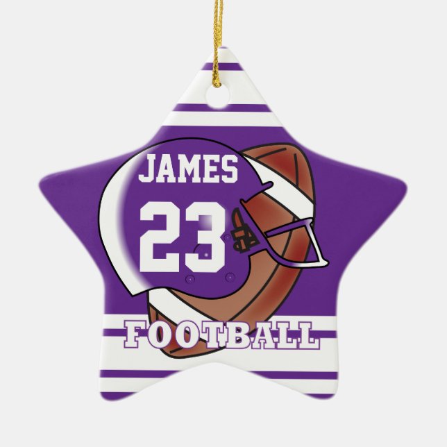 Adorno De Cerámica Fútbol morado y blanco (Frente)