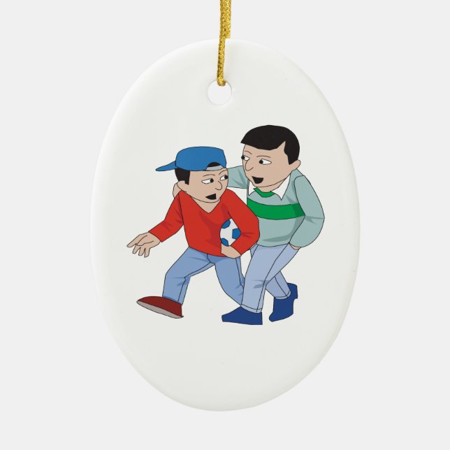 Adorno De Cerámica Fútbol Padre E Hijo (Frente)