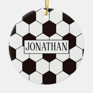 Adorno De Cerámica Fútbol   Patrón de fútbol personalizable   Nombre