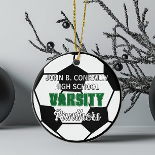 Adorno De Cerámica Fútbol Varsity Soccer Personalizado Navidad Escuel