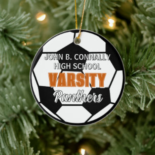 Adorno De Cerámica Fútbol Varsity Soccer Personalizado Navidad Escuel