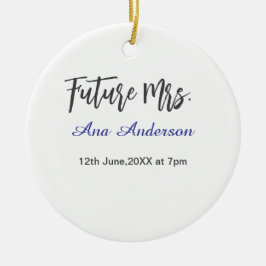 Adorno De Cerámica futuro apellido de sra novia por casar morado gris