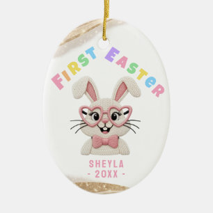 Adorno De Cerámica Gafas de corazón de conejo de Pascua para bebé