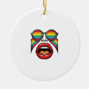 Adorno De Cerámica Gafas de sol arcoíris retro diseño vectorial de la