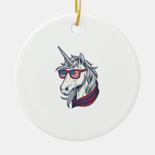 Adorno De Cerámica Gafas de sol de bandera de unicornio patriótico Vi