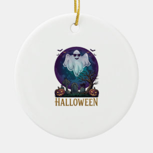 Adorno De Cerámica Gafas de sol de fantasma de Halloween Luna púrpura