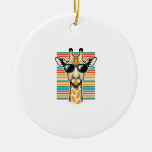 Adorno De Cerámica Gafas de sol de jirafa vintage vector de raya retr
