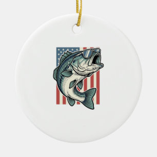 Adorno De Cerámica Gafas de sol de pesca de lubina patrióticas vector