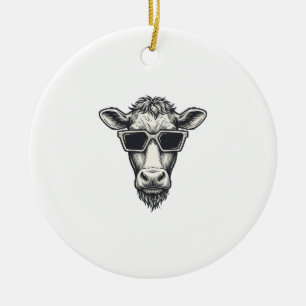 Adorno De Cerámica Gafas de sol de vaca geniales diseño de vector de 