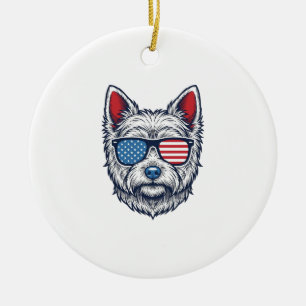 Adorno De Cerámica Gafas de sol patrióticas para perros Westie Arte v