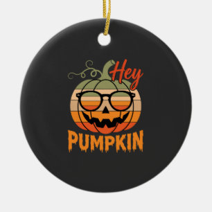 Adorno De Cerámica Gafas de sol retro de Halloween Hey Pumpkin