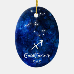 Adorno De Cerámica Galaxia de Constelación Sagittarius Zodiac Monogra