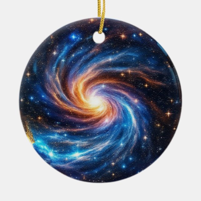 Adorno De Cerámica Galaxia Estrellas Curando Cristal Universo (Frente)