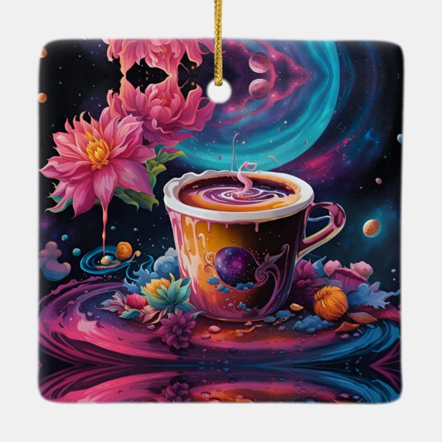Adorno De Cerámica Galaxy Garden Coffee Art (Reverso)