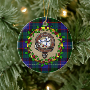 Adorno De Cerámica Galbraith Clan Badge & Tartan Personalizado Xmas