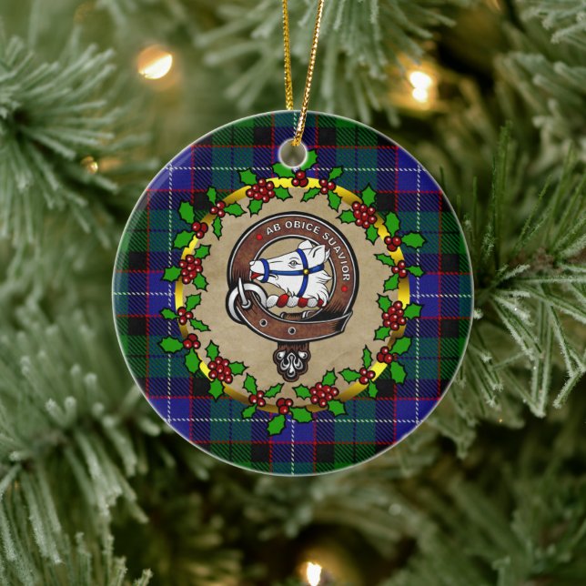 Adorno De Cerámica Galbraith Clan Badge & Tartan Personalizado Xmas (Árbol)
