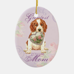 Adorno De Cerámica Gales Springer Spaniel Heart Mom