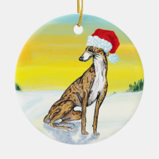 Adorno De Cerámica galgo de navidad