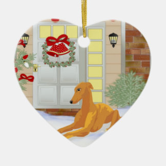 Adorno De Cerámica Galgo del navidad