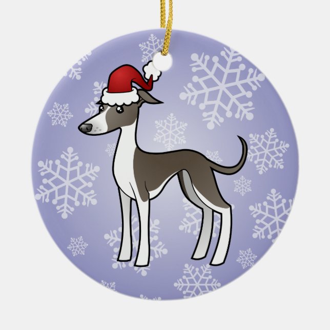 Adorno De Cerámica Galgo del navidad/Whippet/galgo italiano (Frente)