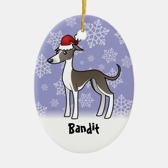 Adorno De Cerámica Galgo del navidad/Whippet/galgo italiano (Frente)