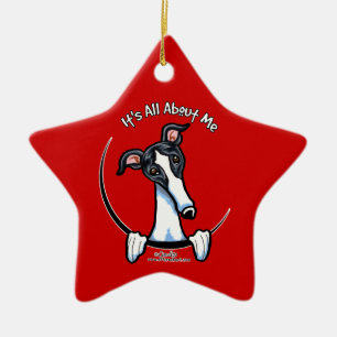 Adorno De Cerámica Galgo negro blanco IAAM