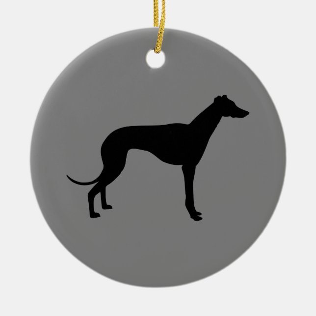 Adorno De Cerámica Galgo sobre gris (Frente)