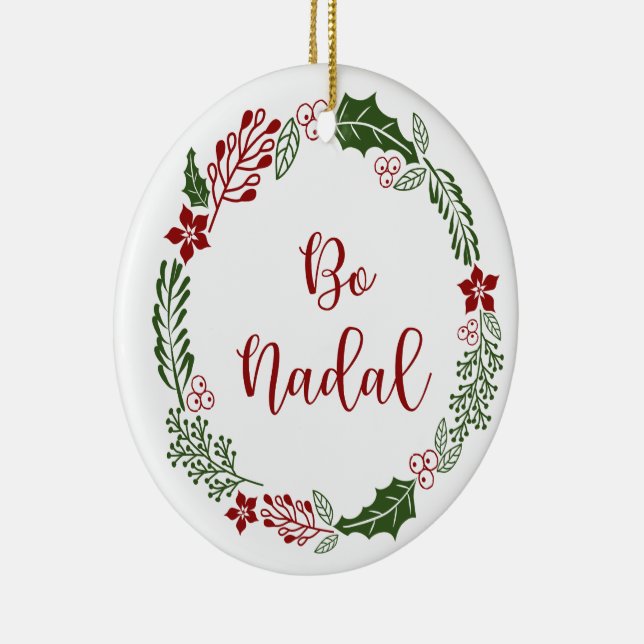 Adorno De Cerámica Galician Merry Christmas Wreath, Bo Nadal (Derecha)