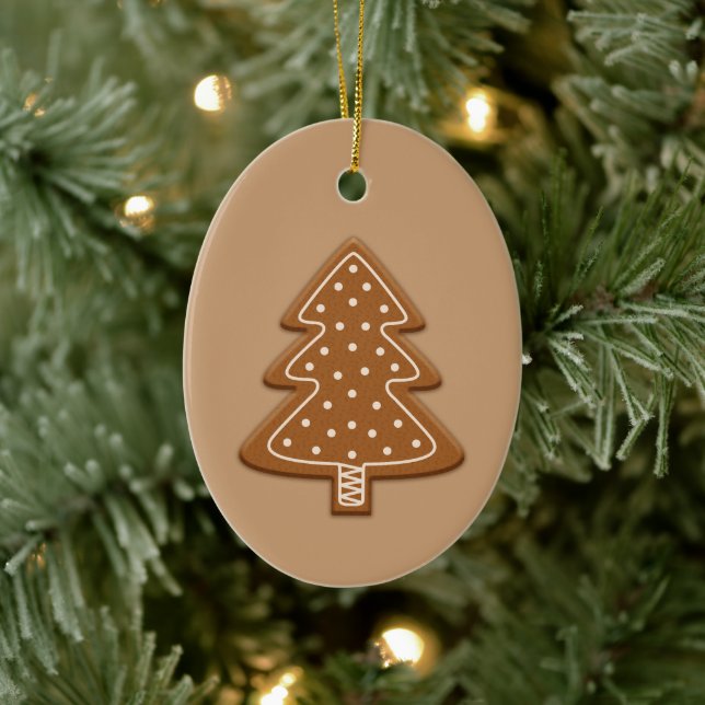 Adorno De Cerámica Galleta de árbol de Navidad con pan de jengibre co (Árbol)