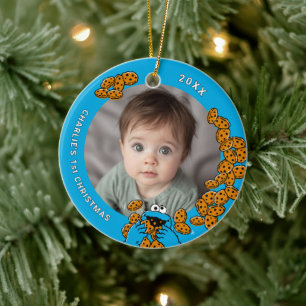 Adorno De Cerámica Galleta Monster Bebé su primera Navidad Foto