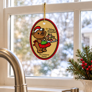 Adorno De Cerámica Galletas de Navidad del Oso de Santa Adorable