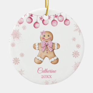 Adorno De Cerámica Galletas de niña copo de nieve rosa cumpleaños 