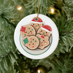 Adorno De Cerámica Galletas Navideñas Lindas en Plato – Sonriendo en