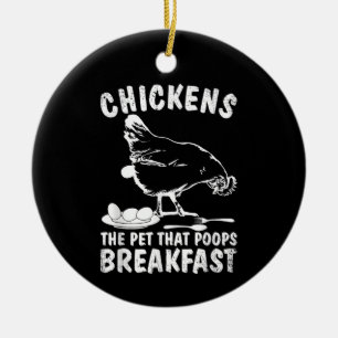 Adorno De Cerámica Gallinas Divertidas Mascota Caca Desayuno Granjero