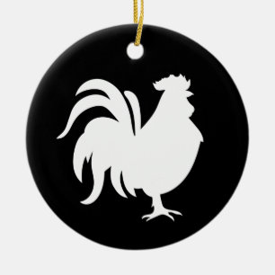 Adorno De Cerámica Gallo blanco minimalista lindo afortunado   