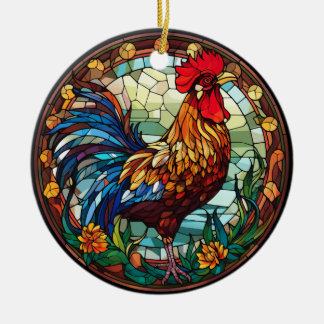 Adorno De Cerámica Gallo de gallinas de vidrio con manchas dulces
