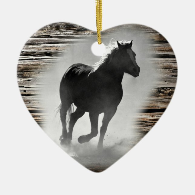 Adorno De Cerámica Gallopaje de caballos salvajes (Frente)